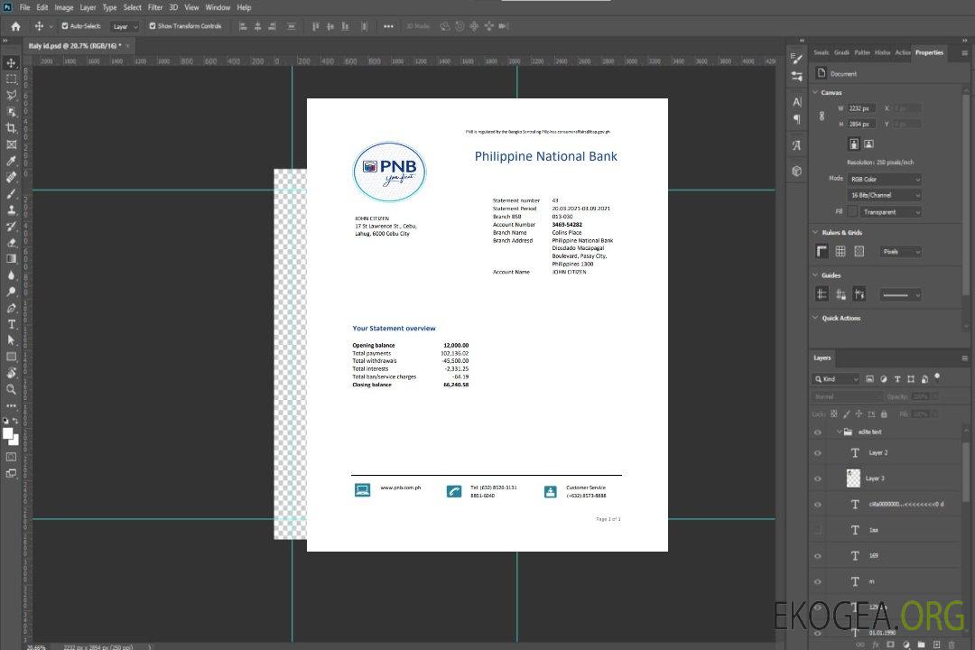 Banque nationale des Philippines (PNB) excel pdf template